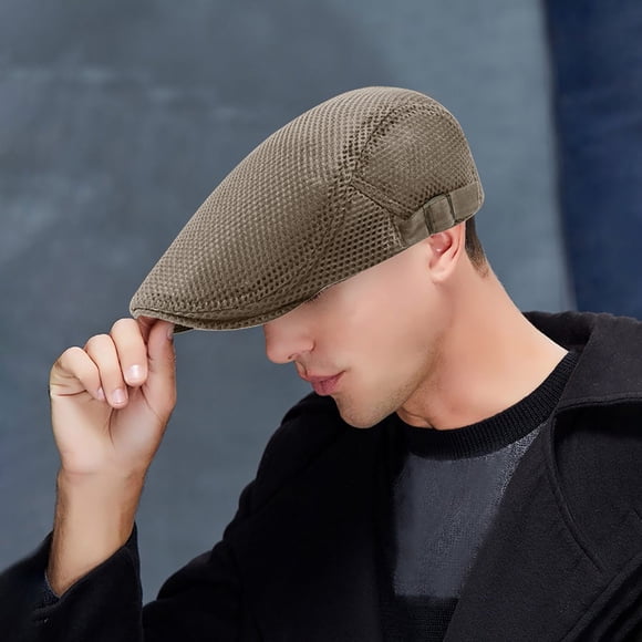 Visors Men Breathable Mesh Summer Hat Newsboy Beret Cap Cabbie Flat Cap Baseball Caps