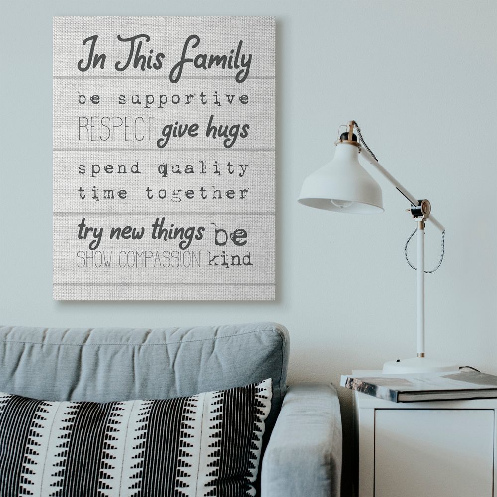 Stupell Industries Compassion Inspirational Word Family Textured Wood Design Super Canvas Wall Art by Daphne Polselli