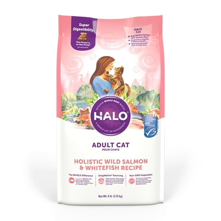 UPC: 0745158350217 | Halo Natural Dry Cat Food  Wild Salmon & Whitefish Recipe  6-Pound Bag