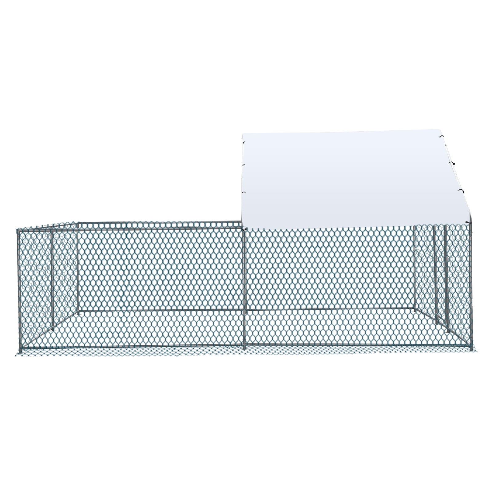 Large Peak Walk-in Chicken Coop, Heavy Duty Metal Chicken Run for Chickens with Waterproof and Anti-UV Cover, for Outdoor and Yard Farm Use, 9.8' x 6.5' x 6.5'