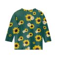thumbnail image 4 of CCRFTGI Cute Shirts for Kids Girls Size 10-12 3/4 Sleeve Sunflower Print Tween Girls Trendy Clothes Tee Shirts Summer Trendy Soft Lightweight Crew Neck T-Shirts Dark Green 12-13 Years, 4 of 4