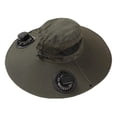 thumbnail image 2 of Solar Fan Hat Ultralight Wide Brim Outdoor Sun Hat with 2 Removable Fans USB/Solar Power Fan Hat for Fishing Hiking Gardening, Green, 2 of 6