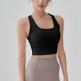 thumbnail image 4 of VISALY Womens Racerback Sport Bra Workout Tank Tops Sleeveless Seamless Athletic Yoga Tops with Built In Bra High Support Sports Bra Comfortable Running Athletic Gym Yoga Basic Tank Tops Black L, 4 of 9