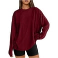 thumbnail image 2 of Buigttklop Womens Oversized Long Sleeve T Shirts Basic Crewneck Tee Fall Tops Casual Workout Fashion Casual Y2K Clothes, 2 of 6