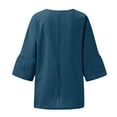 thumbnail image 6 of ManxiVoo Women's Square Neck 3/4 Sleeve Top Breathable Cotton Blend Solid Color Casual Shirt Relaxed Fit Modern Tops L Size Blue, 6 of 6