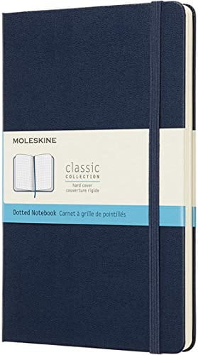 Moleskine Classic Notebook, Hard Cover, Large (5' x 8.25') Dotted, Sapphire Blue, 240 Pages