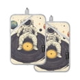 thumbnail image 7 of Yayeee Pot Holders Kitchen Heat Resistant with Pocket 7"x9.8" Cotton Oven Cooking Hot Pads, Beige Astronaut Record, 7 of 7