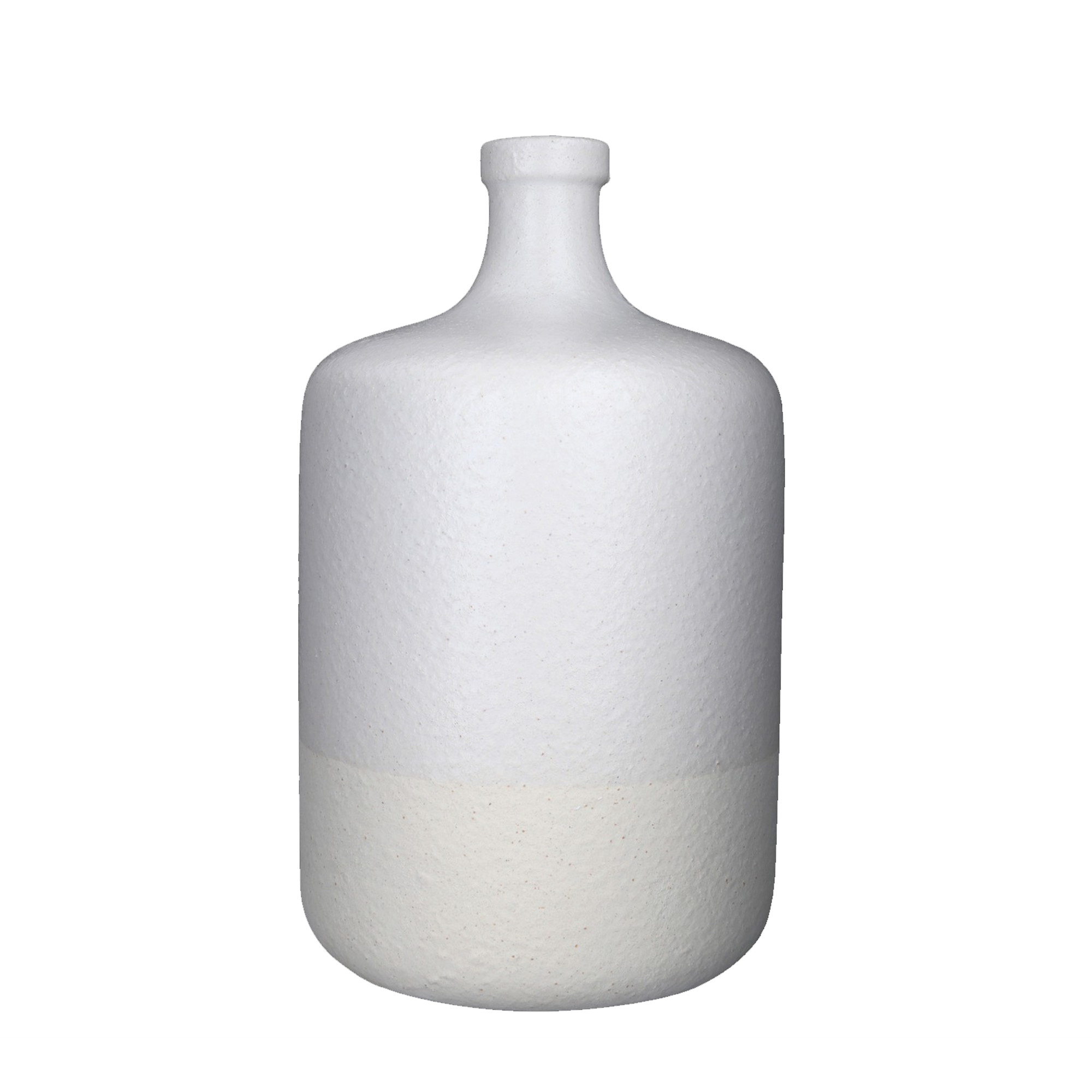 Ceramic Round Vase with Short and Narrow Neck, Large, Set of 2, White