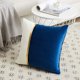 thumbnail image 2 of Paquete de 4 fundas de almohada decorativas azules, 18x18 pulgadas, para salón, sofá cama, patchwork de terciopelo azul real y blanco, 45x45 cm, 2 of 5