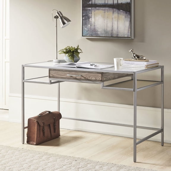 Tempered glass and metal writing desk / Good for home writing and work
