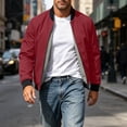thumbnail image 3 of Men's Casual Lightweight Bomber Jacket Zip Up Stand Collar Baseball Jacket Solid Color Casual Windproof Jacket For Spring Autu Commute Casual Daily Outings, 3 of 9