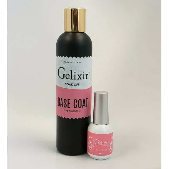 Bundle GELIXIR LED/UV Soak off Gel - (FOUNDATION) BASE COAT (Refill 8oz   0.5oz)