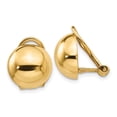 thumbnail image 1 of 14k Yellow Gold Non Pierced Half Ball Omega Back Stud Earrings Button, 1 of 8