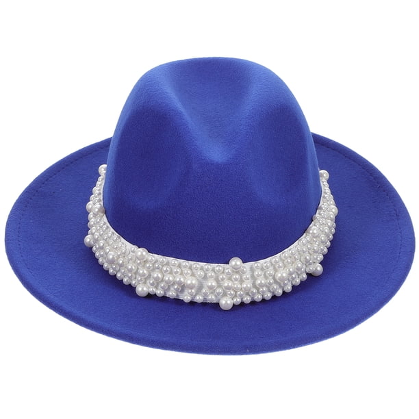 Sombrero de fieltro de lana Sombrero de jazz con decoración de perlas sombreros vintage sombreros para mujeres