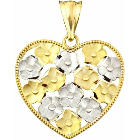 Handcrafted 10kt Gold Floral Heart Charm Pendant