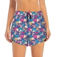 thumbnail image 4 of Lsque Skull blue leaf Printed Women's Running Shorts with Liner Pockets,Elastic Quick Dry Workout Athletic Gym Yoga Shorts,Womens High Waist Shorts-Large, 4 of 9