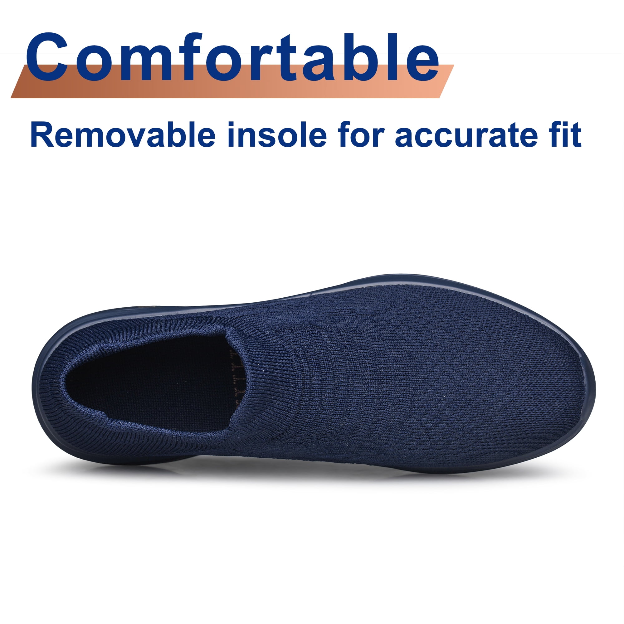 vibdiv Womens Walking Shoes Non Slip Running Shoes Breathable Workout Shoes Lightweight Gym Sneakers zapatos para mujer Navy Blue Size 7.5