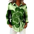 thumbnail image 6 of St Patricks Day Shirt Women Long Sleeve Button Down Loose Green Casual Summer Tops, 6 of 7