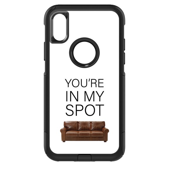 DistinctInk Custom SKIN / DECAL compatible with OtterBox Commuter for iPhone X / XS (5.8" Screen) - Brown Couch "You're in My Spot"