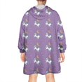 thumbnail image 2 of Wearable Oversized Blanket,Purple Cartoon Unicorn Moon Star Pattern Wearable Blanket Hoodie for Adults,Cozy Hooded Blankets with Super Pockets,Super Warm Fuzzy Pullover for Women & Men, 2 of 6