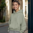 thumbnail image 3 of Dalix Heartly Ghost Embroidery Relaxed Hoodie Soft Fleece Sweatshirt Fit Lounge Womens in Oil Green 3XL XXX-Large, 3 of 5