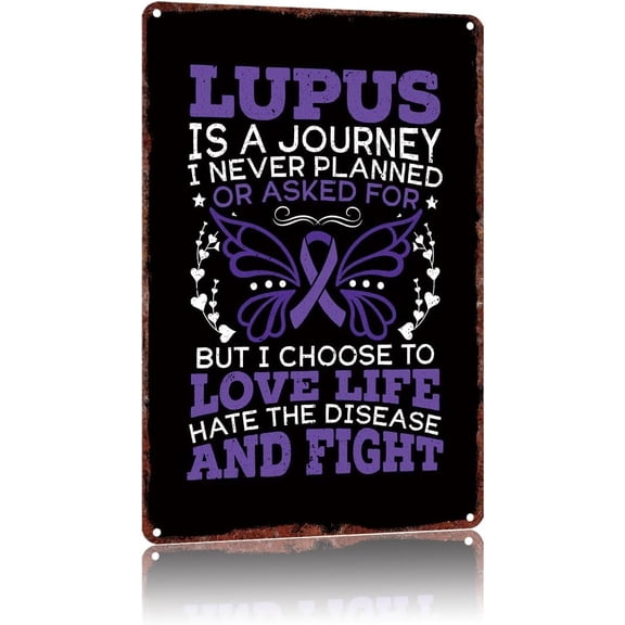 Lupus Awareness Butterfly Metal Tin Sign Vintage Bathroom and Laundry Room Wall Decor 8 x 12 Inch