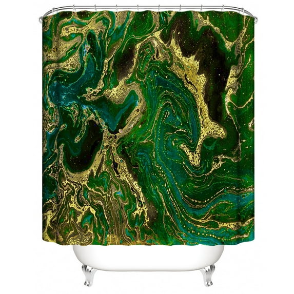 Abstract Marble Stone Green Shower Curtain Set, Abstract Modern Shower Curtain for Bathroom Decor, Luxury Shower Curtain for Bathtub, Waterproof Washable Fabric Shower Curtain, 72 x 72
