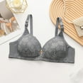 thumbnail image 2 of Loopsun Womens Daily Bra, Thin Bras for Ladies, Women's Wireless Back Closure Lace Patchwork Lightweight Breathable Soft Everyday Bra Gray, 40/90BC, 2 of 4