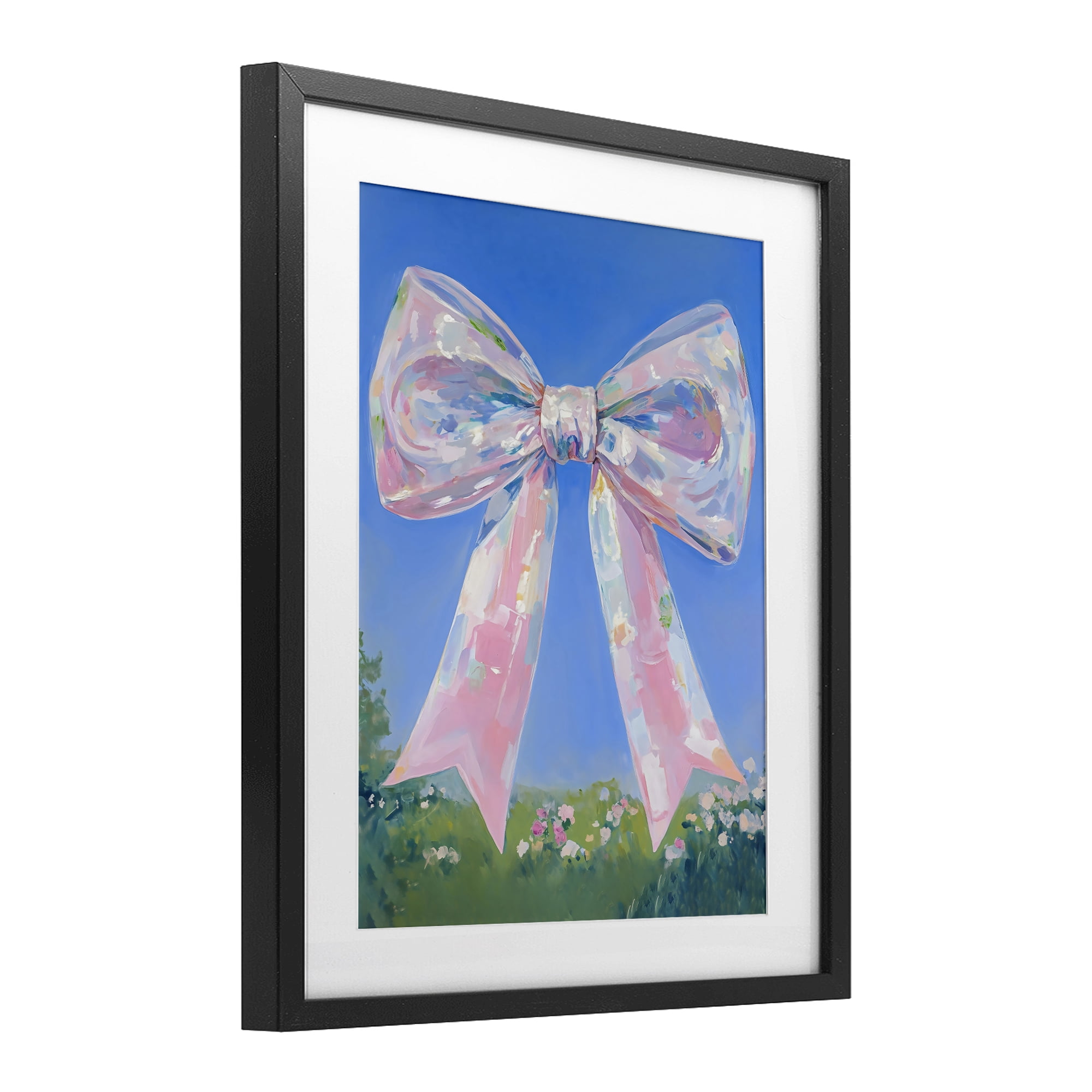 Stupell Industries Iridescent Pink Bow in Meadow Black Framed Print Under Glass, design by The Prints Vibe