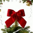 thumbnail image 4 of Deeceymbur Christmas Bow Tree Top Star Wine Red Velvet Bow Tree Topper Decoration Holiday Ornament, 4 of 9