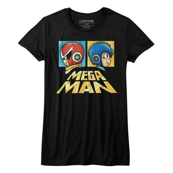 Mega Man Boxy Black Junior Women's T-Shirt