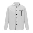 thumbnail image 4 of Button-Down Shirts for Men Long Sleeve Collared Business Work Tshirts Shirt with Pocket Casual Loose Color Block Comfort Lapel Tops, 4 of 6