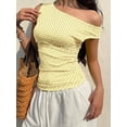 thumbnail image 3 of EMMIOL Women's Off Shoulder Sleeveless Polka Dot Ruched Tank Top - Y2K Casual Going Out Top, 3 of 6
