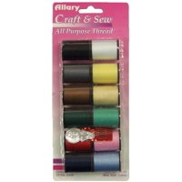 Allary Craft & Sew 12 Spools All Purpose Thread, Med. Colors, Model #404-00