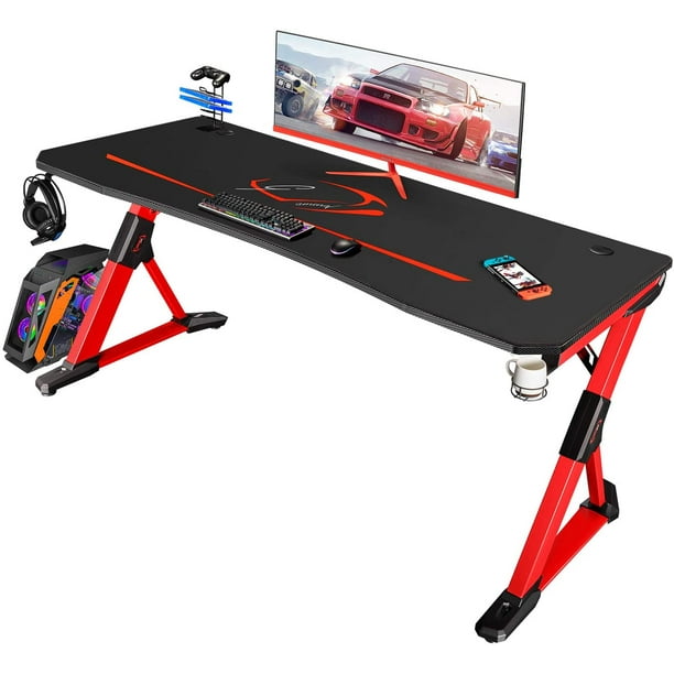 Lacoo 63 inch Gaming Desk Z Shaped Computer Desk Home Office Desk PC