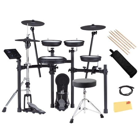 Roland V-Drums TD-07KVX Electronic Drum Set Bundle with Drum Throne, Drumstick Bag, 3.5mm Audio Cable, 3 Pairs of Drumsticks, and Austin Bazaar Polishing Cloth