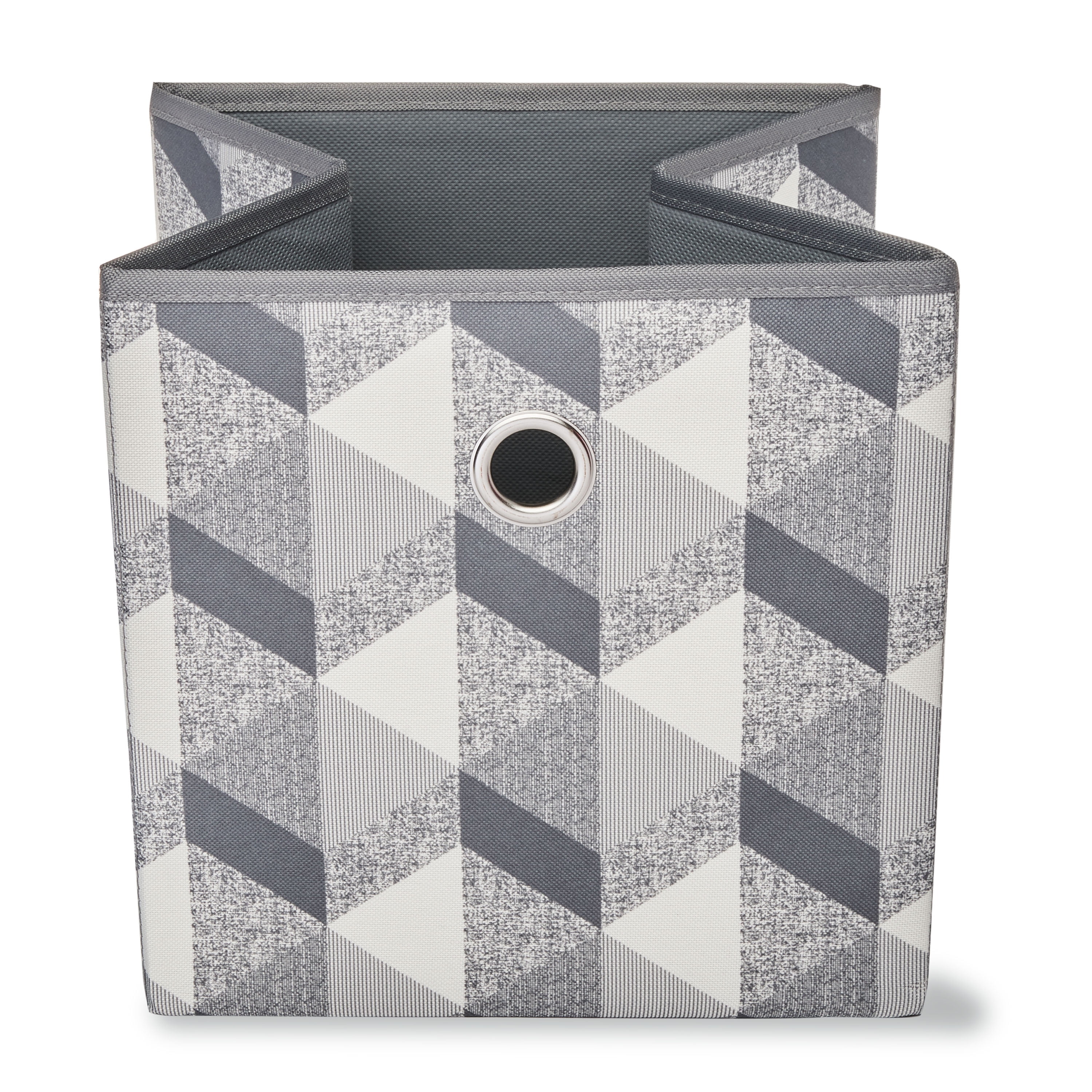 Mainstays Collapsible Fabric Cube Storage Bins, 4 Pack, Gray 3D Geo, 10.5 in x 10.5 in x 10.75 in