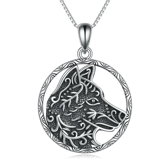 Necklace for Women Sterling Silver Wolf Pendant Necklace Jewelry for Mom Grandmother Gift