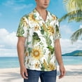 thumbnail image 5 of Fotbe Watercolor Bright Sunflowers Hawaiian Shirt For Men Unisex Summer Beach Casual Short Sleeve Cotton Linen Button Down Shirts-Large, 5 of 9