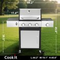 thumbnail image 2 of 39000 BTU Output Propane Gas Grill with Side Burner and 3 Main Burners - Double-layer Stainless Steel Lid, Cast Iron Grids, Easy-Clean Grease Management & Even Heat Distribution for Perfect BBQs, 2 of 6
