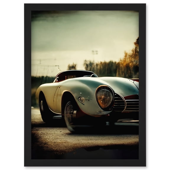 Classic Sports Car Cinematic Beauty Shot Nostalgic Print Artwork Framed Wall Art Print A4