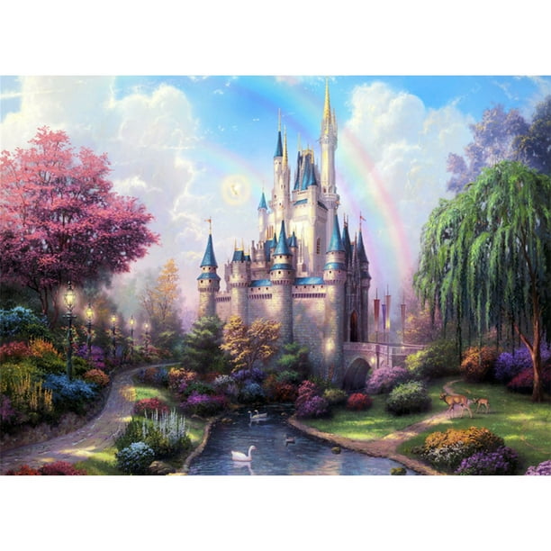 Wdftyju Kit de pintura por números DIY Rainbow Castle lienzo pintado a mano cuadro de arte al óleo Wdftyju 3ns7st0tw8fb4rr7