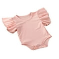 thumbnail image 2 of Newborn Baby Girl Basic Ruffle Sleeve Romper Clothes, 2 of 6