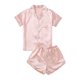 thumbnail image 1 of Conjunto de pijama WDIRARA para mujer Plus satén manga corta rosa 3XL, 1 of 5