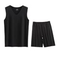 thumbnail image 1 of Conjunto Deportivo de los Hombres, Moda Casual de Color Sólido Cuello en V sin Mangas de Elasticidad Superior para el Desgaste Al Aire Libre, Traje Atlético de Humedad, 1 of 4