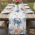 thumbnail image 4 of Crab Coastal Table Runner 70 Inches, Summer Beach Coral Starfish Grey Wooden Bed Runner Dresser Scarves Tabletop for Indoor Outdoor Parties/Ceremony/Banquet, 13" x 70", 4 of 9