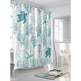 thumbnail image 3 of Turquoise Coastal Long Shower Curtain Set, Waterproof Shower Curtains for Bathroom, Sea Turtle Nautical Coral Summer Beach Washable Fabric Cloth Bath Curtain for Bathtub with Hooks 72x84 Inches, 3 of 6
