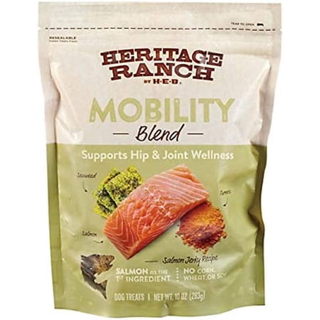 Heritage Ranch Mobility Salmon Jerky Style Dog Treat That are Grain Free for Small and Large Dogs That Help Supports Hip & Joint Wellness  One - 10oz Bag
