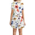 thumbnail image 3 of Women's Floral Print V-Neck Casual Summer Dress with Ruffles Lightweight Polyester Short Sleeve Daily Outing Party Wear S-4XL, 3 of 7