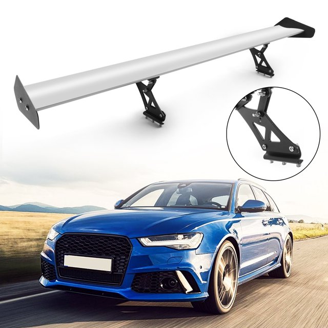 Alerón trasero de carreras GT Universal de aluminio ajustable de 53 pulgadas, color plateado